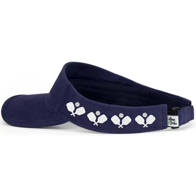CCV228_Ame_Lulu_Womens_Country_Club_Visor_Navy_With_Crossed_Paddles