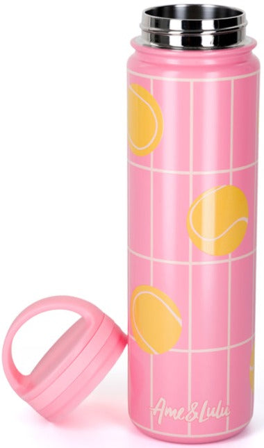 CCWB286 Ame & Lulu Court & Course Tennis Water Bottle (Coral Tennis Grid)