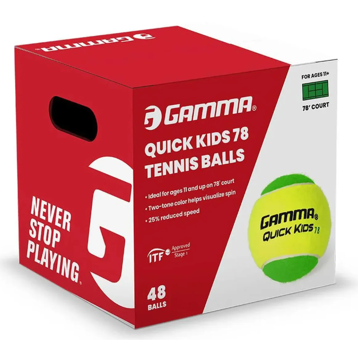 CQK7811_Gamma_Quick_Kids_78_Court_Tennis_Balls_48_Balls