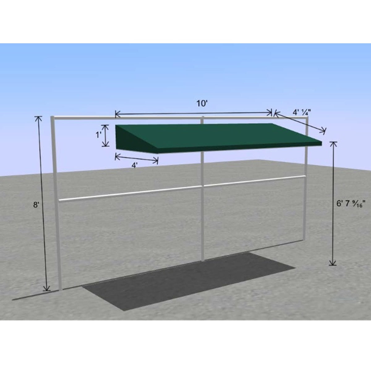 FC-S SunTrends 10 ft Fence Cabana Slim Tennis Court Canopy