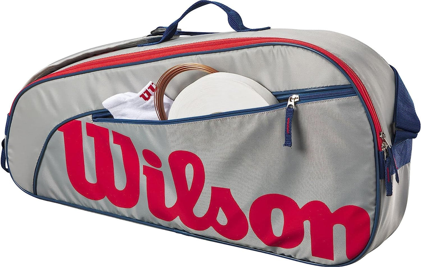 FedererJr-WR8023901001U Wilson Roger Federer Junior Tennis Racquet + 3pk Bag (Grey/Red)