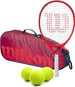 FedererJr-WR8023903001U-Ball Wilson Roger Federer Junior Tennis Racquet + 3pk Bag with 3 Tennis Balls (Red/Infrared)