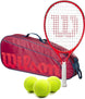 FedererJr-WR8023903001U-Ball Wilson Roger Federer Junior Tennis Racquet + 3pk Bag with 3 Tennis Balls (Red/Infrared)