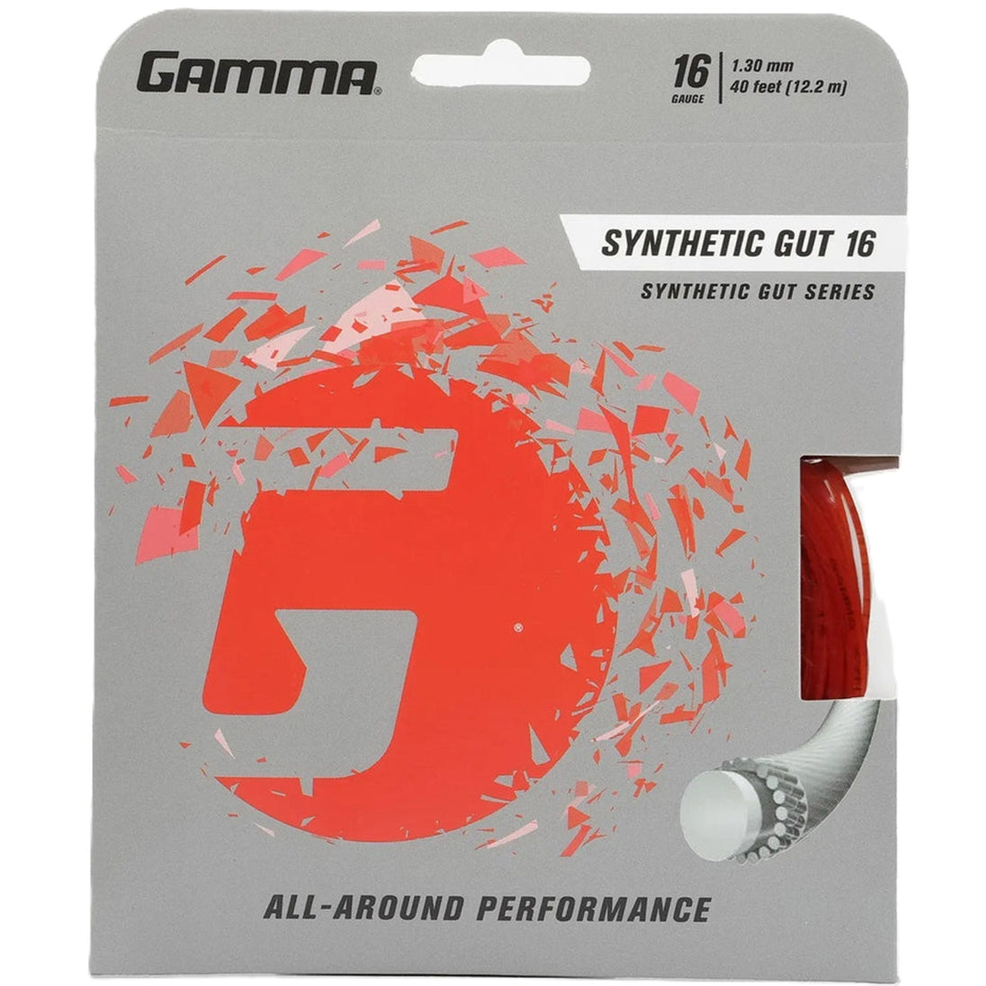 Gamma Synthetic Gut 16g Red Tennis String (Set)