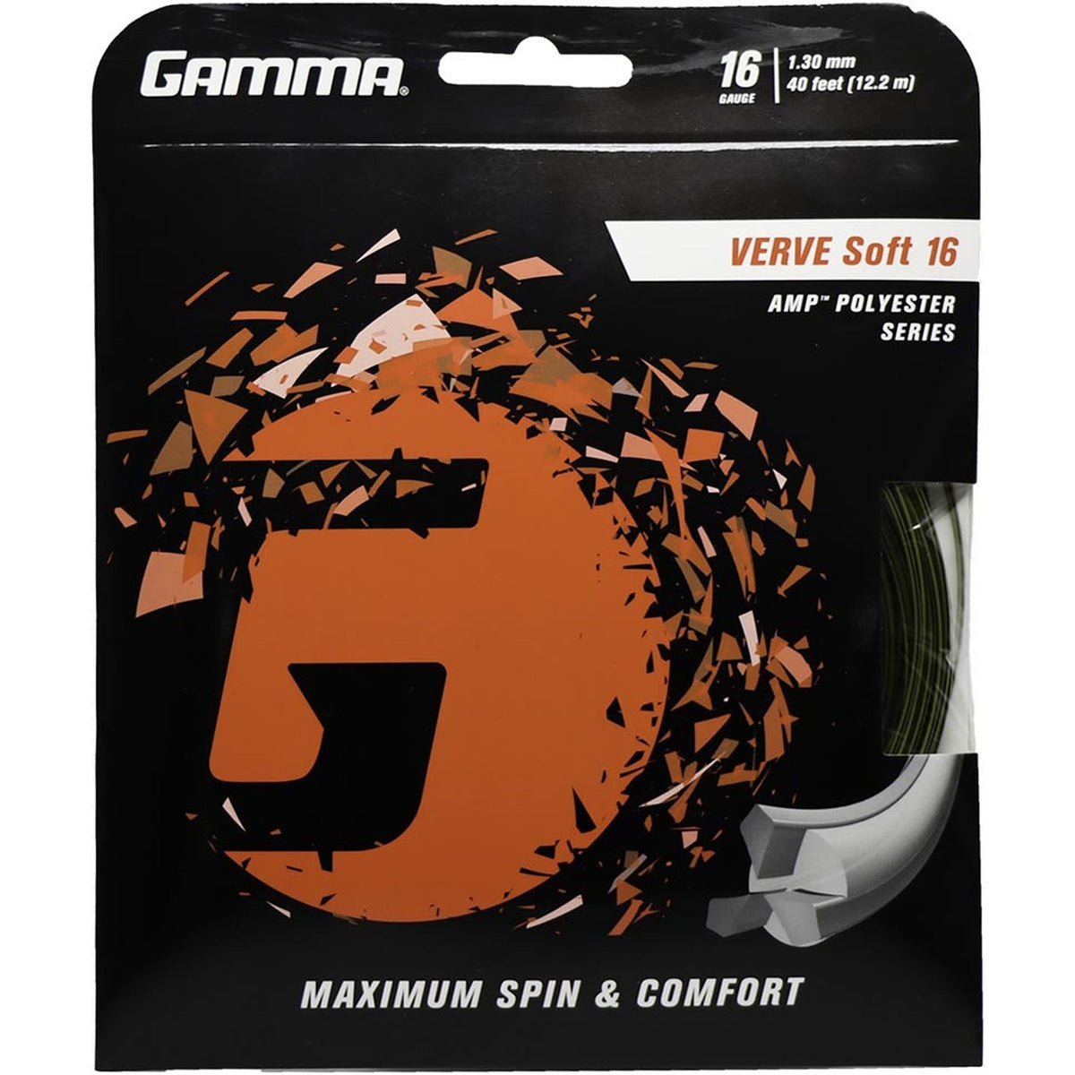 GVS-YellowBlack-16 Gamma AMP Verve Soft Yellow/Black 16g Tennis String (Set)