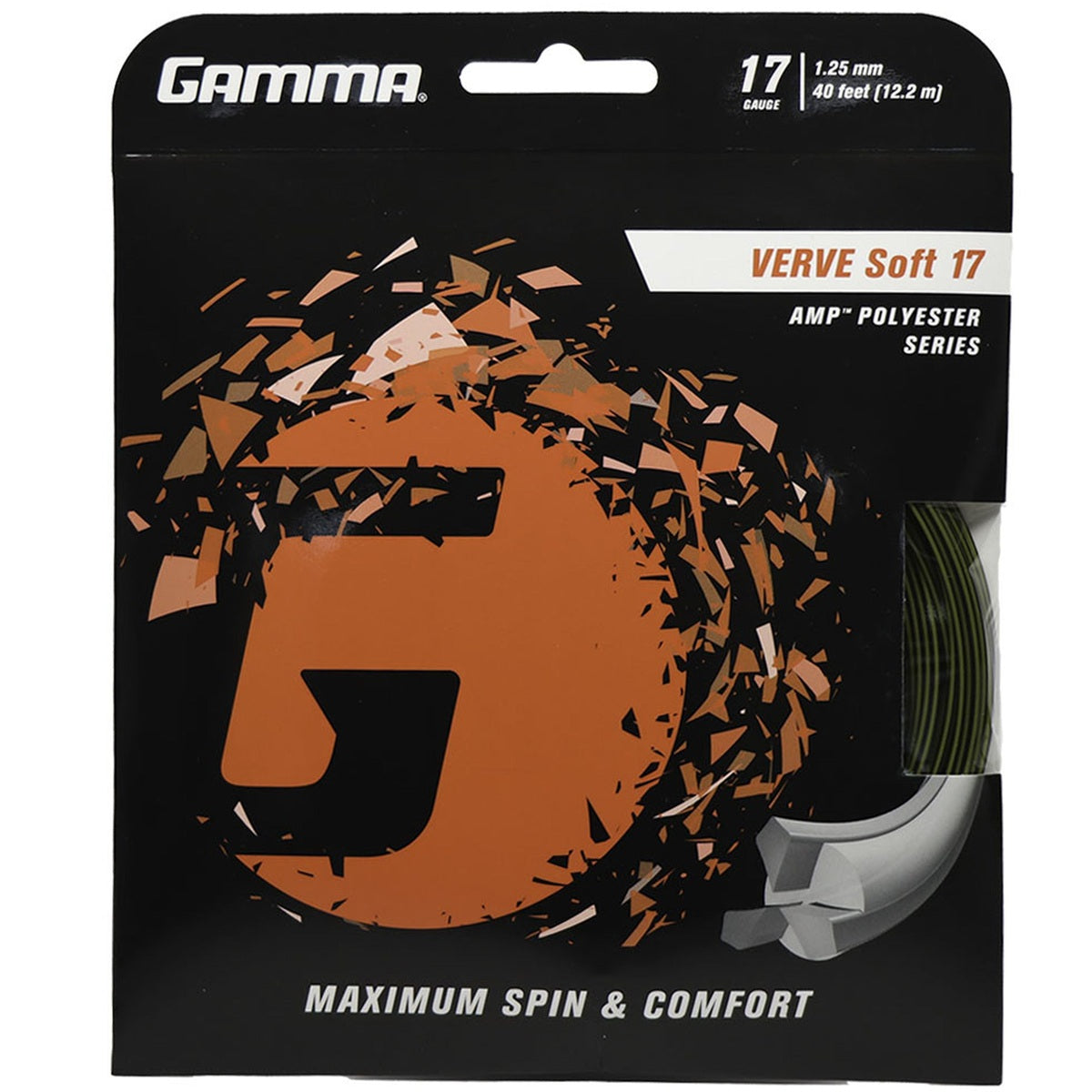 GVS-YellowBlack-17 Gamma AMP Verve Soft 17g Tennis String (Set)