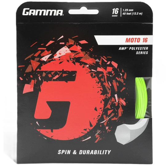 Gamma MOTO 16g Tennis String (Set) - Lime Green