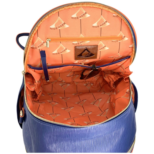 HABPBLU NiceAces Women's HANA 2-Racquet Handmade Vegan Tennis Backpack (Blue)