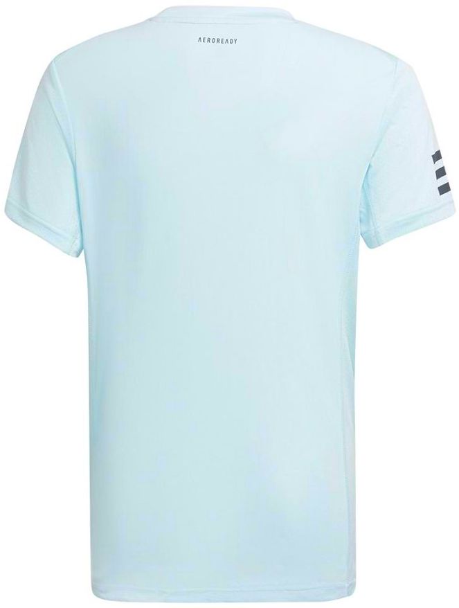 HN6295 Adidas Boys Club 3 Stripe Tennis Tee (Light Blue)
