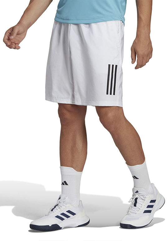 HS3251-9 Adidas Men’s Club 3 Stripe Tennis Shorts 9 Inch (White)
