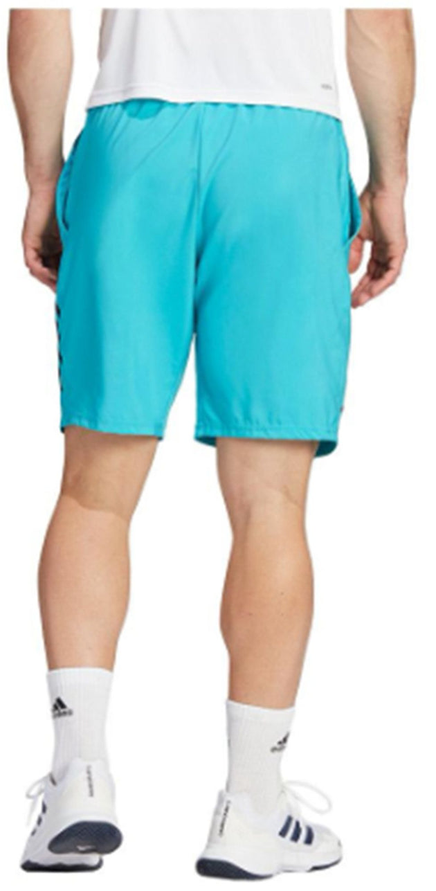IA9573 Adidas Men’s Club 3 Stripe Tennis Shorts 7 Inch (Lucid Cyan)