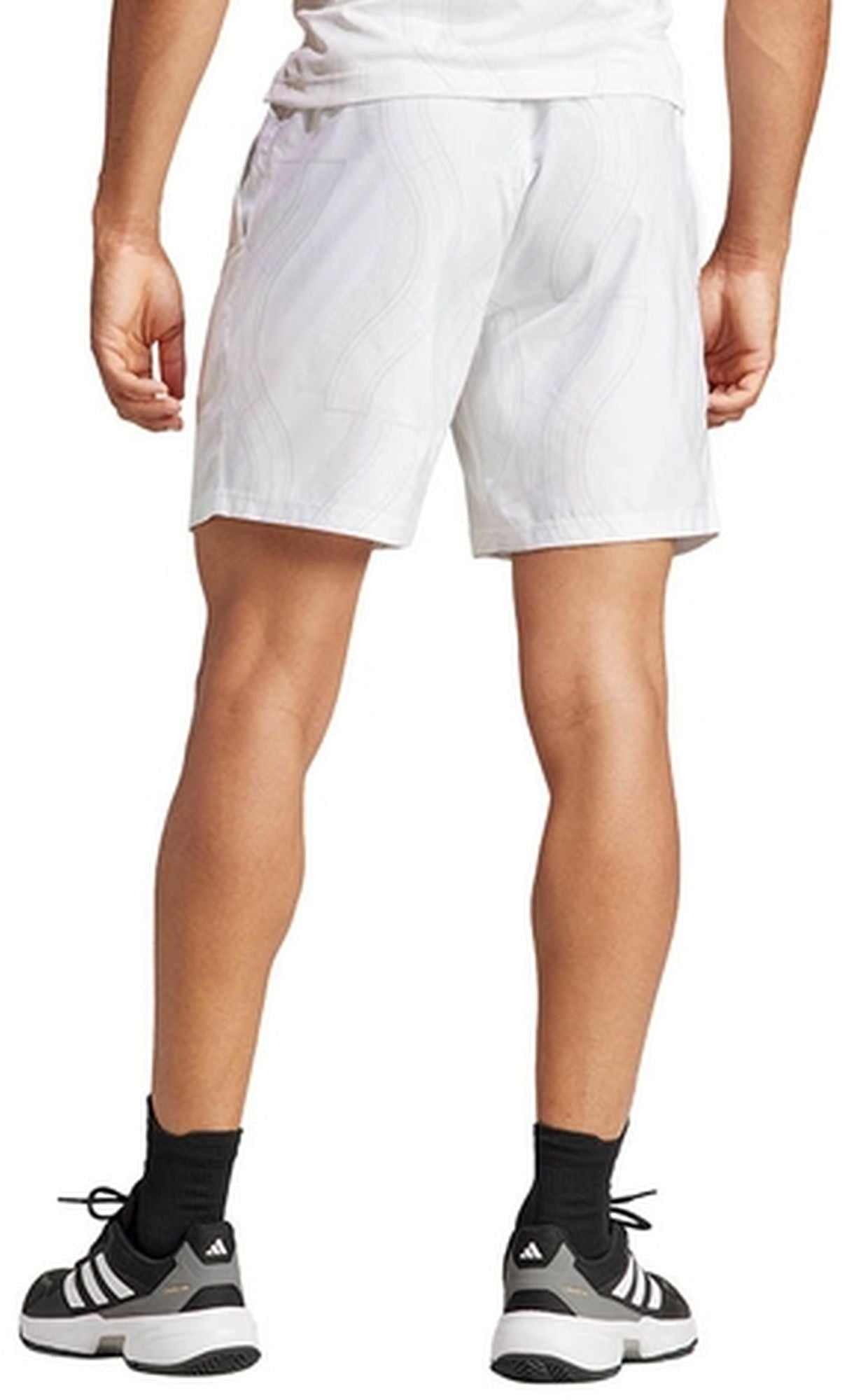IP1885 Adidas Men's Club Graphic Tennis Shorts (White/Grey One)