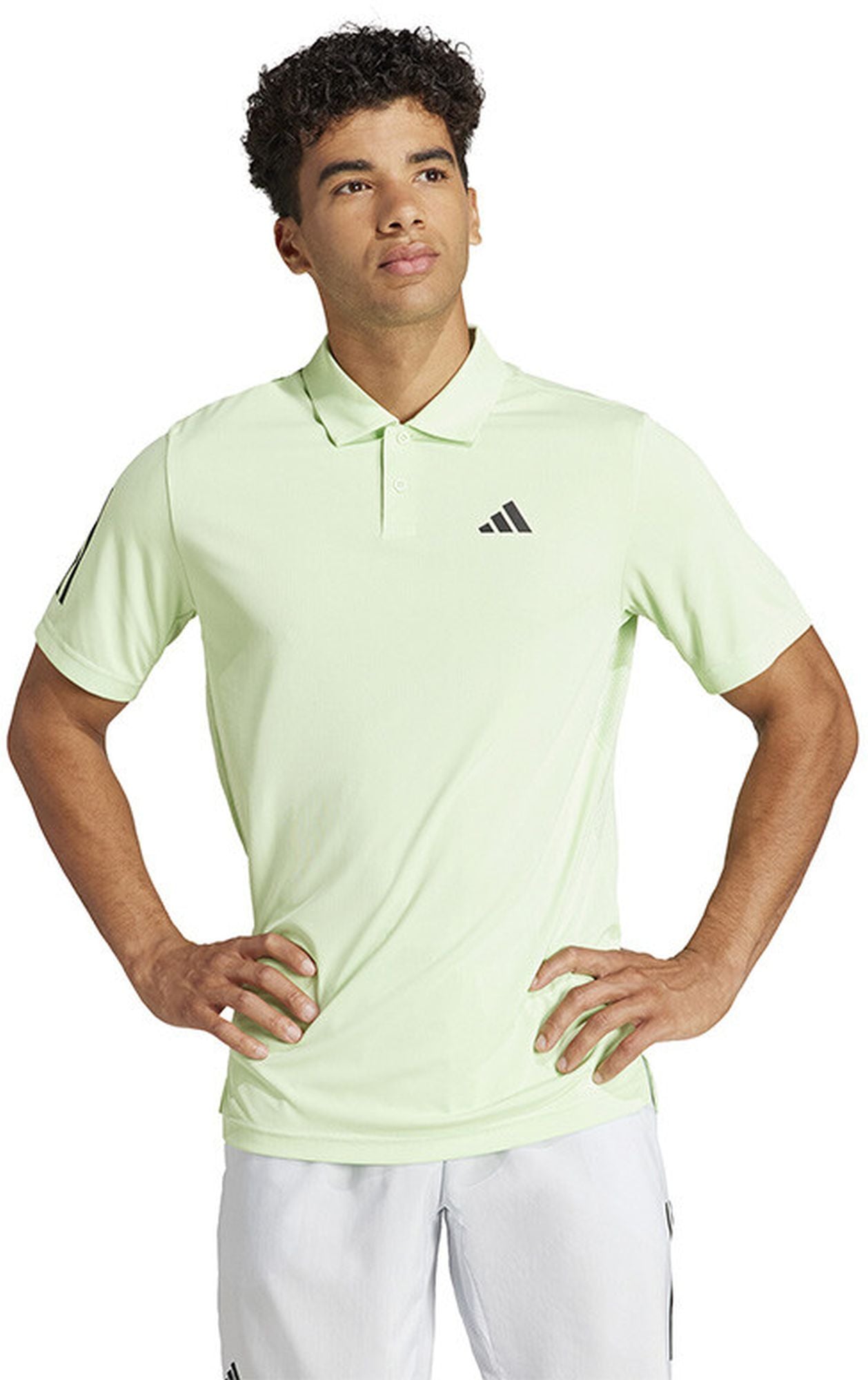 IP1893 Adidas Men's Club-3 Stripe Tennis Polo (Green Spark)