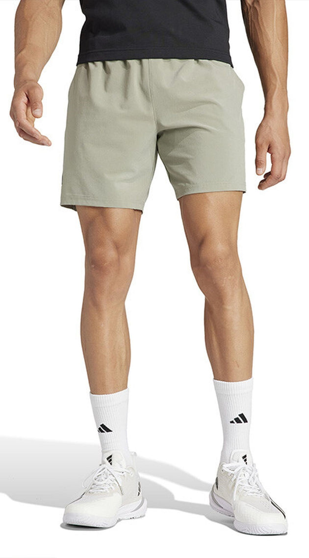IP1896 Adidas Men's Club Stretch Woven Tennis Shorts 7 Inch (Silver Pebble)