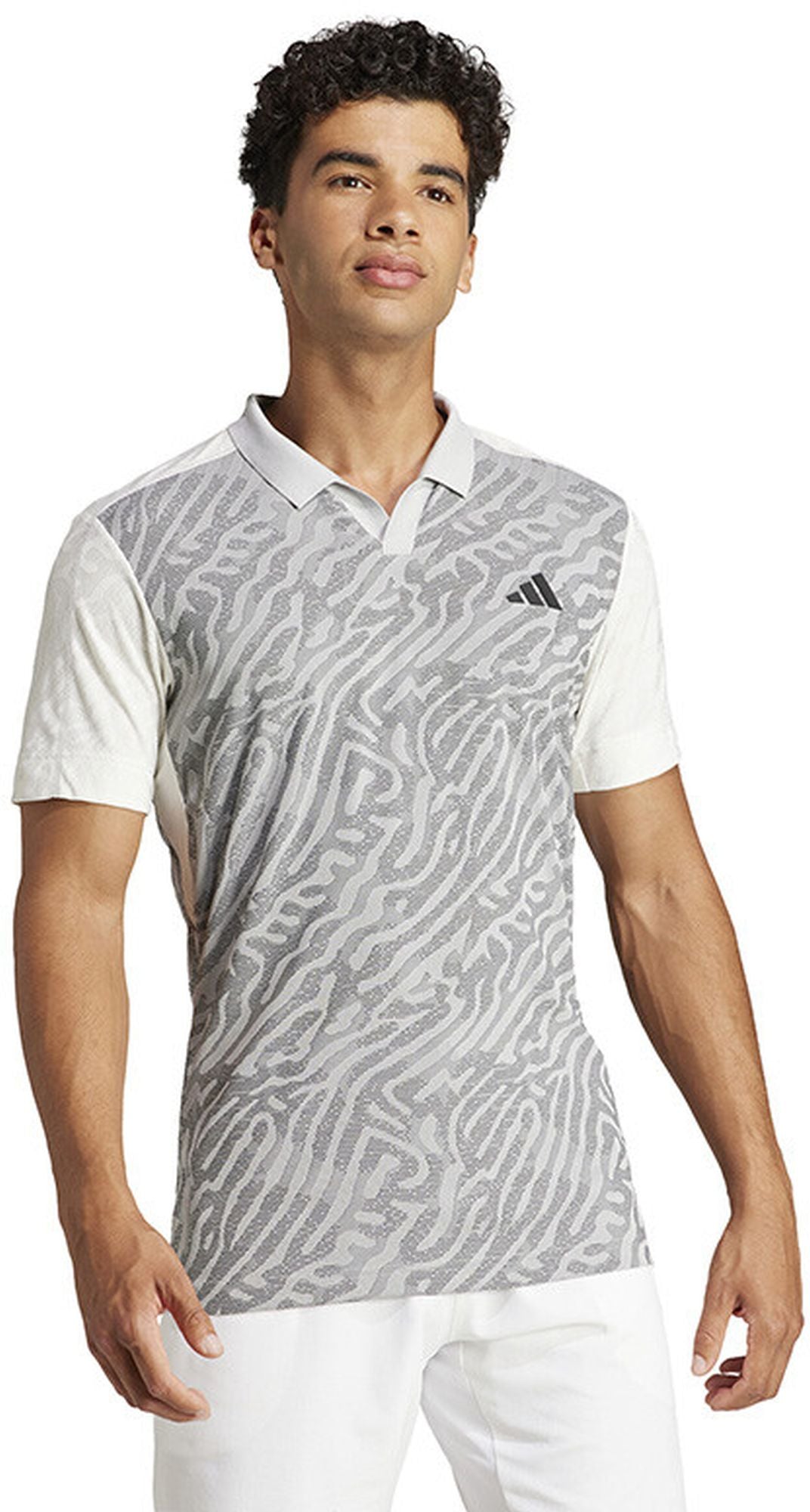 IV7147 Adidas Men's Airchill Pro FreeLift Tennis Polo (Grey Two/Black/Off White)
