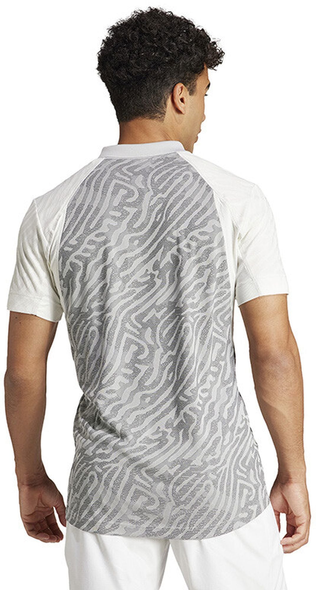 IV7147 Adidas Men's Airchill Pro FreeLift Tennis Polo (Grey Two/Black/Off White)