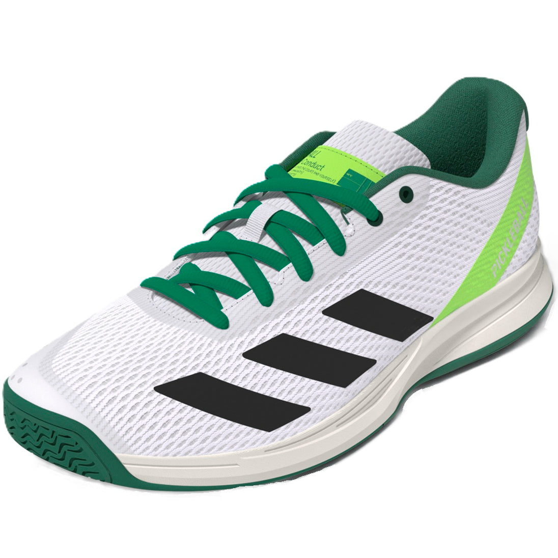 JQ0695 Adidas Men’s Courtflash Pickleball Shoes (White/Core Black/Collegiate Green)