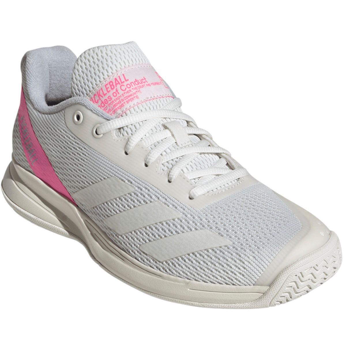 JQ0696 Adidas Women’s Courtflash Pickleball Shoes (White/Silver Metallic/Lucid Pink)