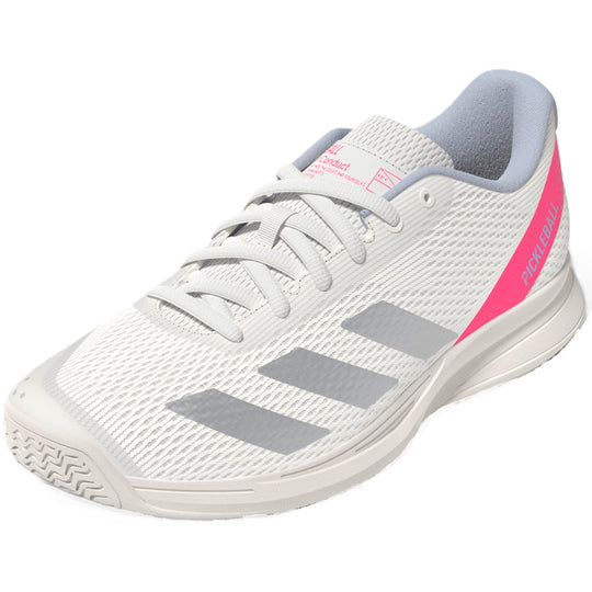 JQ0696 Adidas Women’s Courtflash Pickleball Shoes (White/Silver Metallic/Lucid Pink)