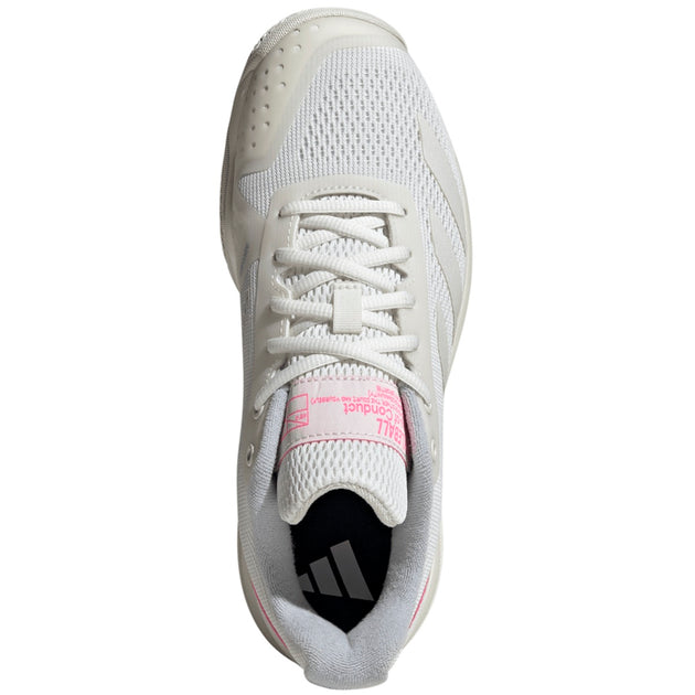 JQ0696 Adidas Women’s Courtflash Pickleball Shoes (White/Silver Metallic/Lucid Pink)