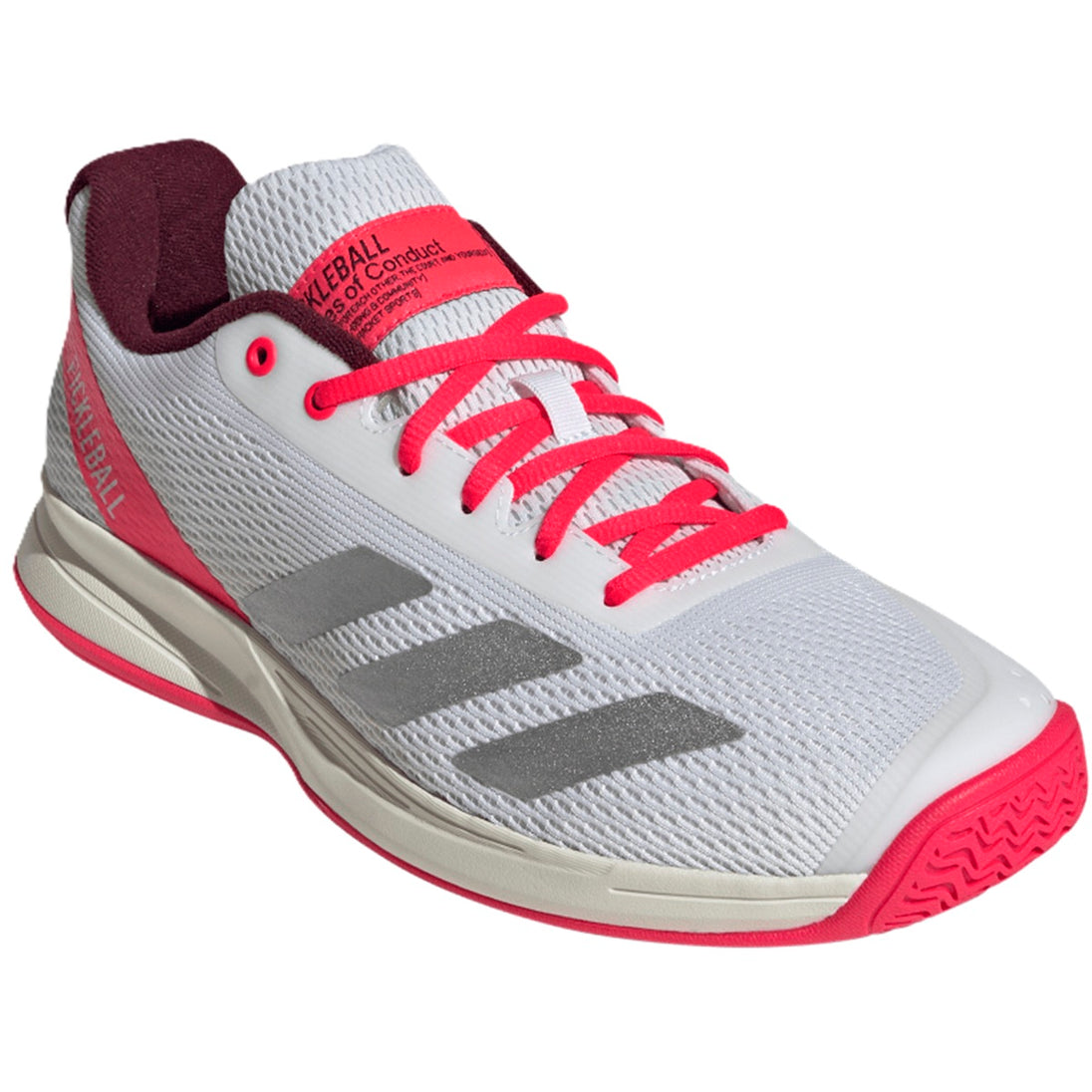 JQ3241 Adidas Men’s Courtflash Pickleball Shoes (White/Silver Metallic/Lucid Red)