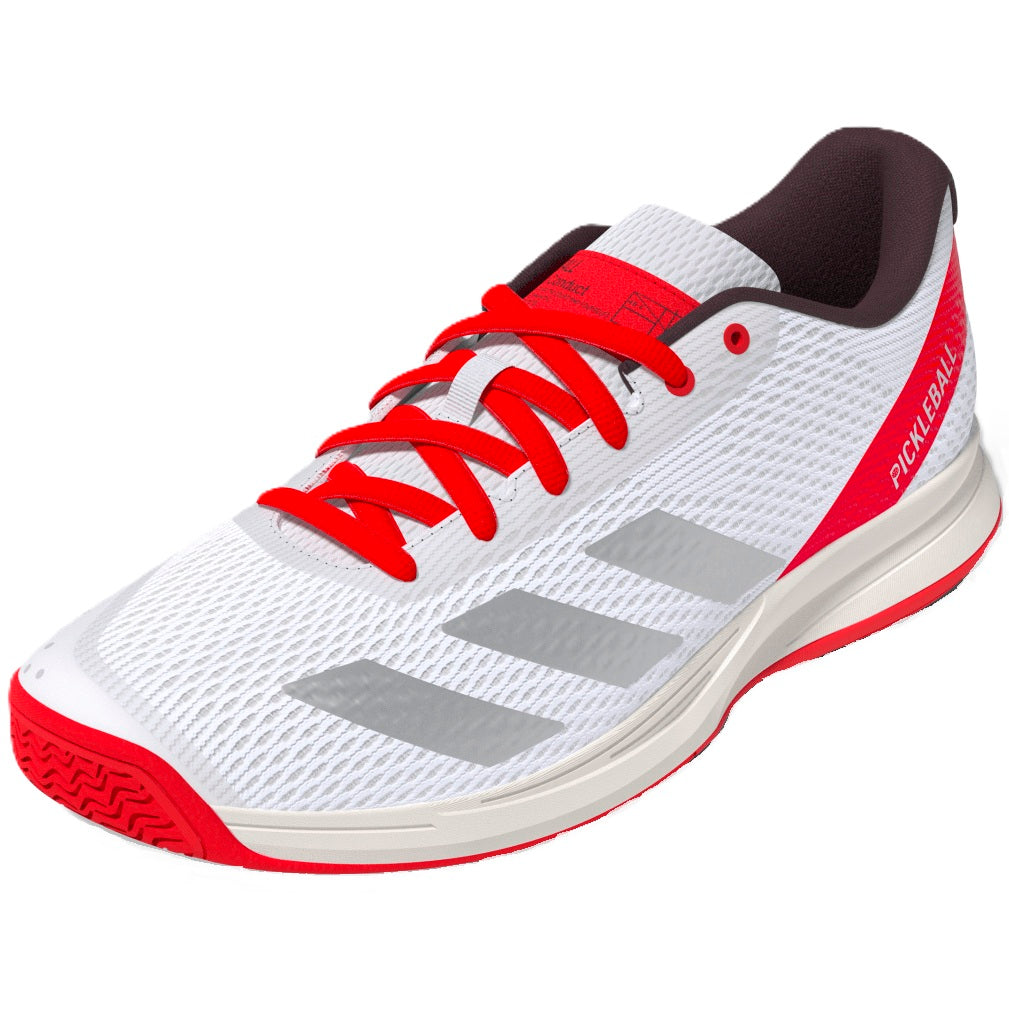 JQ3241 Adidas Men’s Courtflash Pickleball Shoes (White/Silver Metallic/Lucid Red)