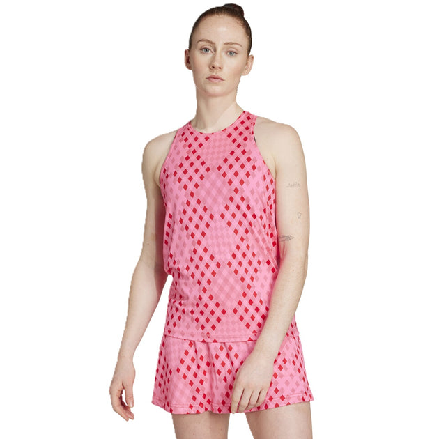 JY5131-PK Adidas Women's Club Graphic Tennis Tank Top (Pink)