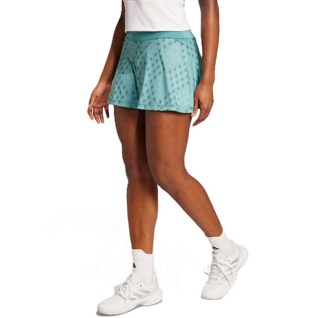 JY5132-TL Adidas Women's Club Graphic Tennis Skirt (Teal)