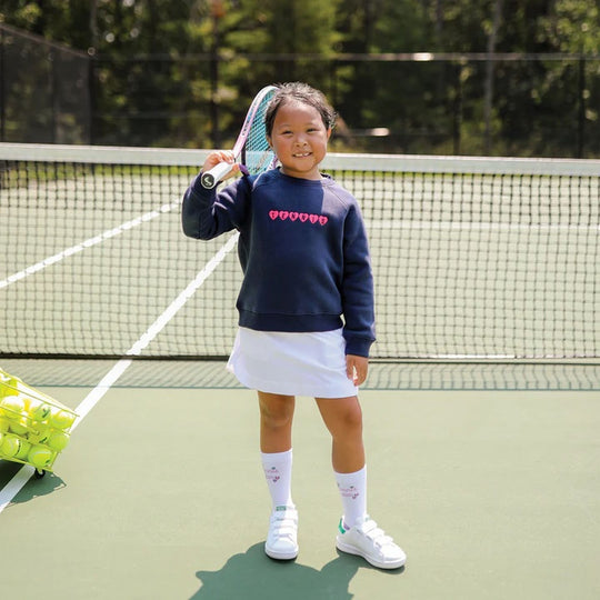 KCS298 Ame & Lulu Kids On The Court Tennis Hearts Sweatshirt
