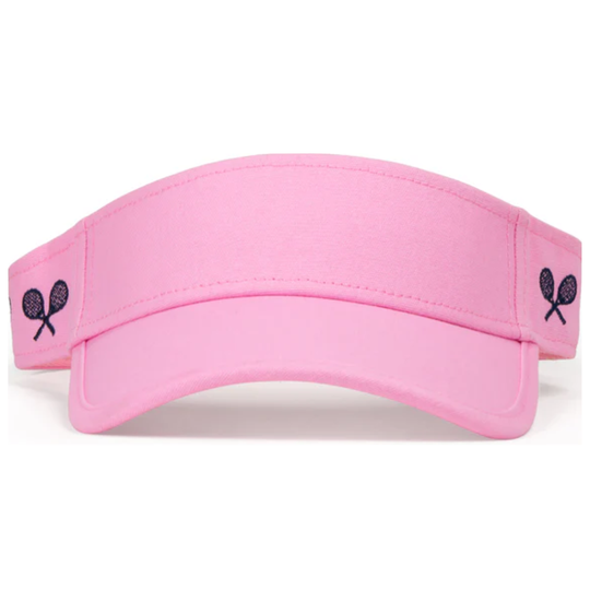 KCV328_Ame_Lulu_Canvas_Junior_Tennis_Visor_Pink_With_Crossed_Racquets
