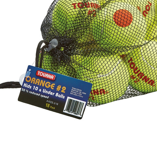 KIDS-2-18 Tourna Youth Orange Dot Tennis Balls - Bag (18 Balls)
