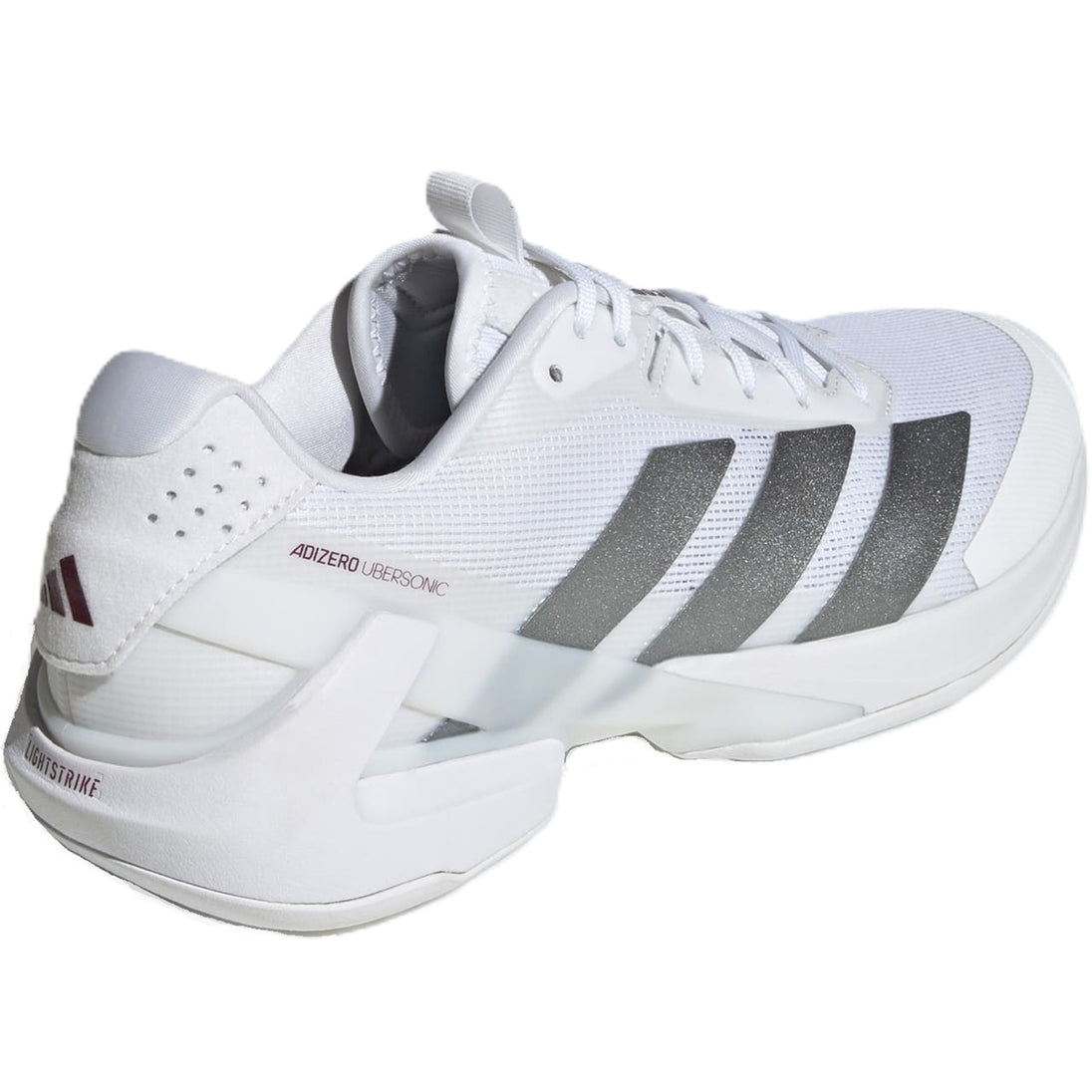 Adidas Men's Adizero Ubersonic 5 Tennis Shoes (Cloud White /Tech Grey  Metallic/Maroon)