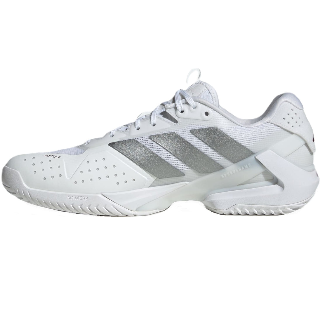 Adidas Men's Adizero Ubersonic 5 Tennis Shoes (Cloud White /Tech Grey  Metallic/Maroon)