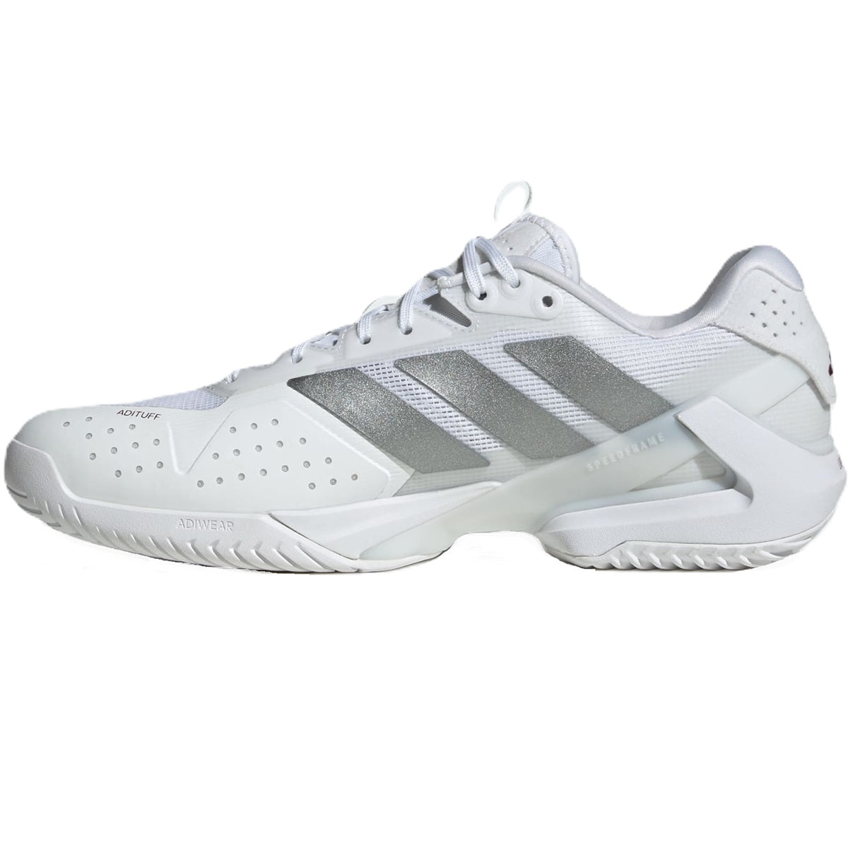 Adidas Men's Adizero Ubersonic 5 Tennis Shoes (Cloud White /Tech Grey  Metallic/Maroon)