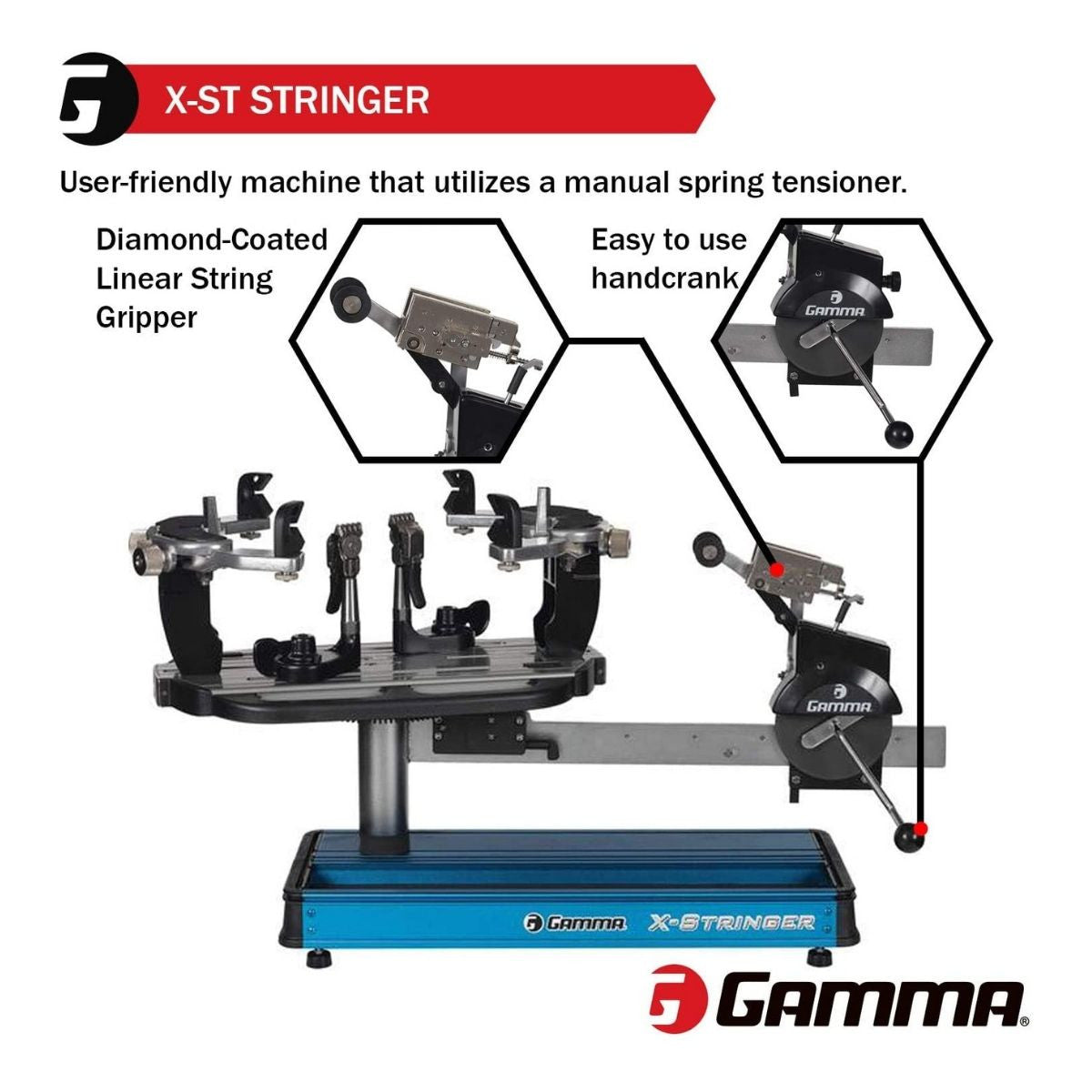 GAMMA X-Stringer ST 6 Point Quick Mount Tabletop Tennis Stringing Mach