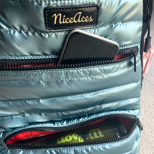 NEONTEL NiceAces Neon Ultra-Lite Tennis & Pickleball Puffer Backpack (Turquoise)