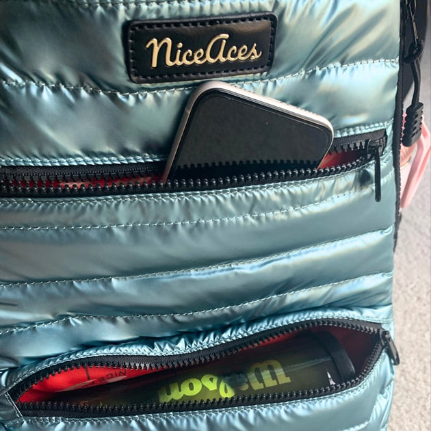 NEONTEL NiceAces Neon Ultra-Lite Tennis & Pickleball Puffer Backpack (Turquoise)