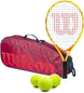 OpenJr-WR8023903001U-Ball Wilson US Open Junior Tennis Racquet + 3pk Bag + 3 Tennis Balls (Red/Infrared)