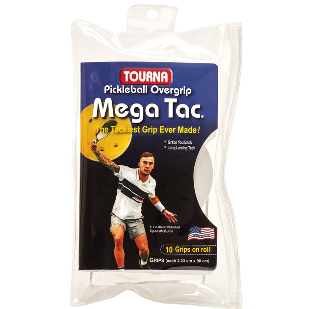P-MT-10-White Tourna Mega Tac Pickleball Paddle Overgrip (10 Pack)