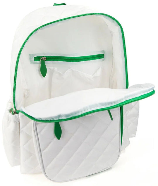PBTB309 Ame & Lulu Pickleball Time Backpack (Quilted White/Green)