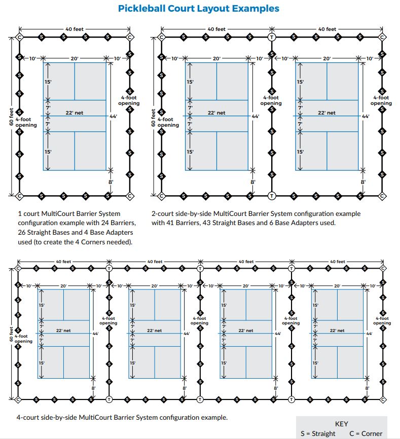 MultiCourt Barrier System Layouts