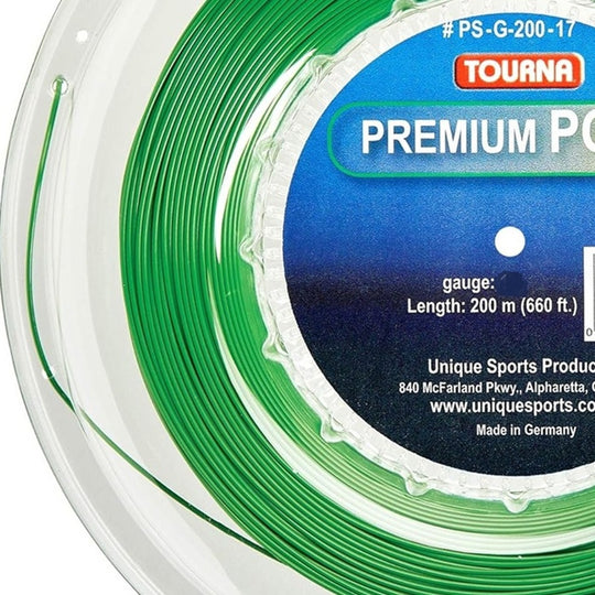 PS-G-200-16 Tourna Premium Poly 16g Tennis String - Green (Reel)