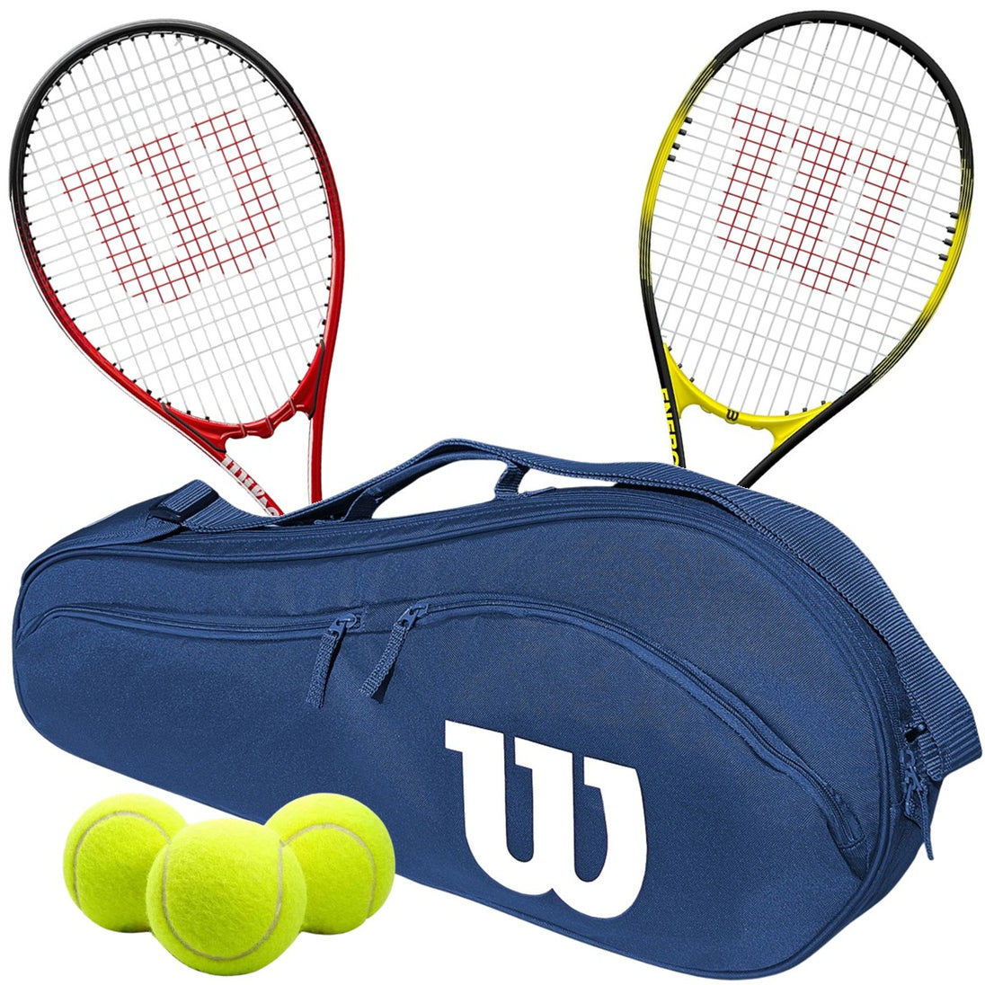 ProStaffPrec-EnergyXL-AdvantageBag-Balls Wilson Pro Staff Precision + Energy XL Tennis Racquet Doubles Bundle w Advantage II Tennis Bag 3 Tennis Balls a