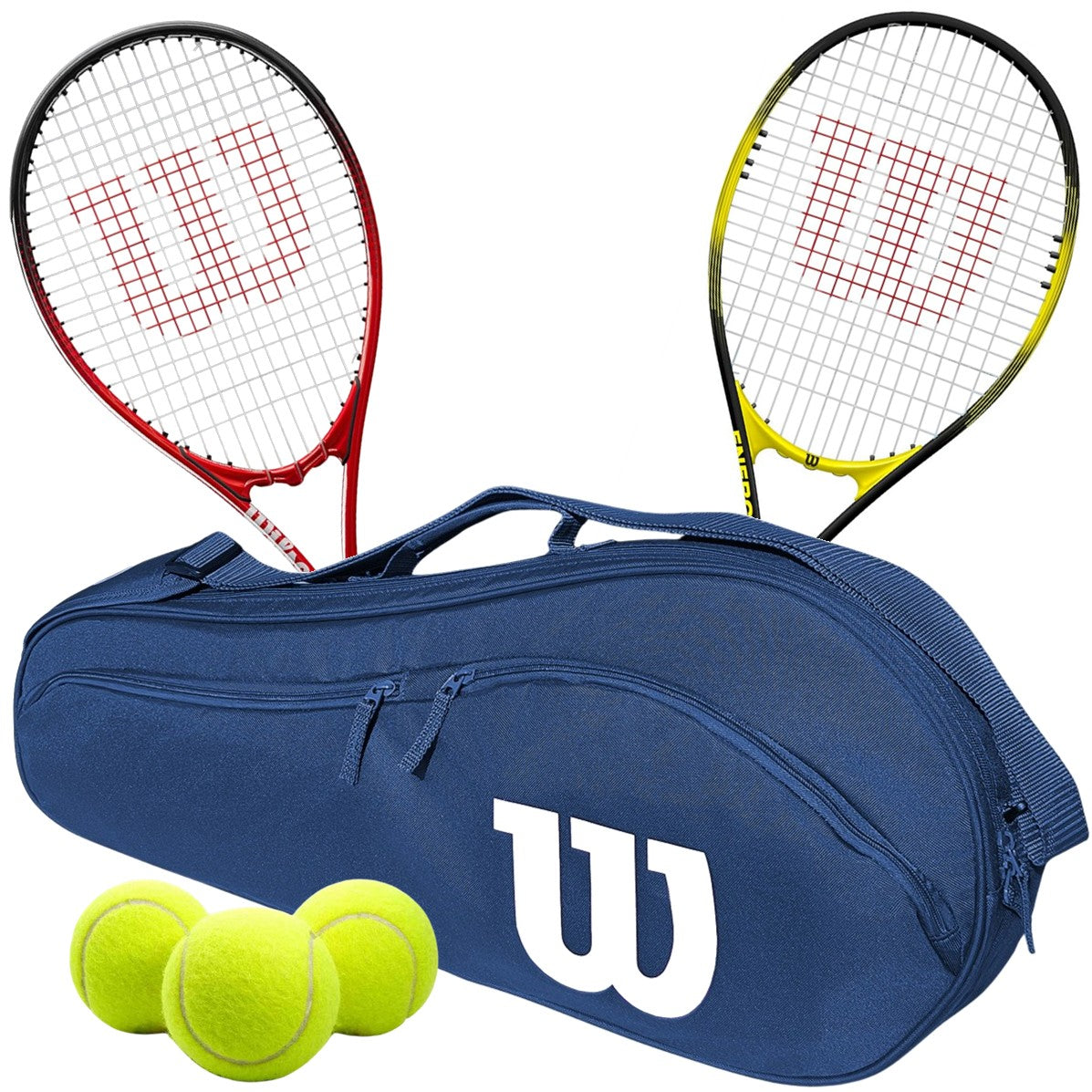 ProStaffPrec-EnergyXL-AdvantageBag-Balls Wilson Pro Staff Precision + Energy XL Tennis Racquet Doubles Bundle w Advantage II Tennis Bag 3 Tennis Balls a