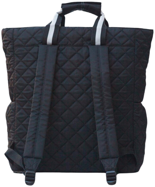 RB03-22.1 Maggie Mather Quilted Tennis Racquet Backpack (Black)