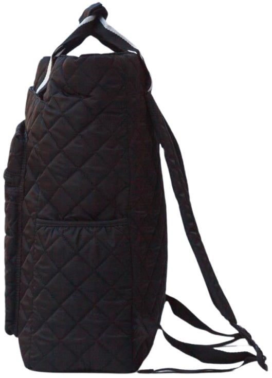 RB03-22.1 Maggie Mather Quilted Tennis Racquet Backpack (Black)