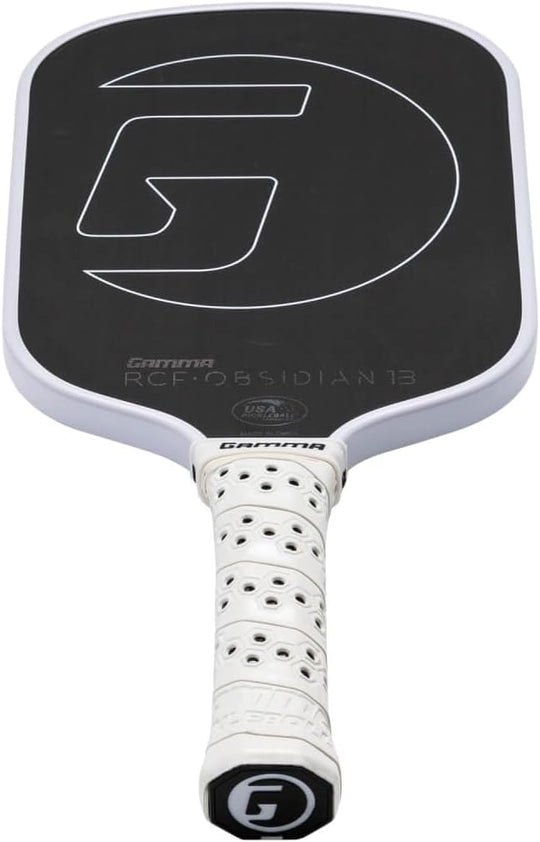 ROB1310 Gamma Raw Carbon Fiber Obsidian 13 Pickleball Paddle (White)
