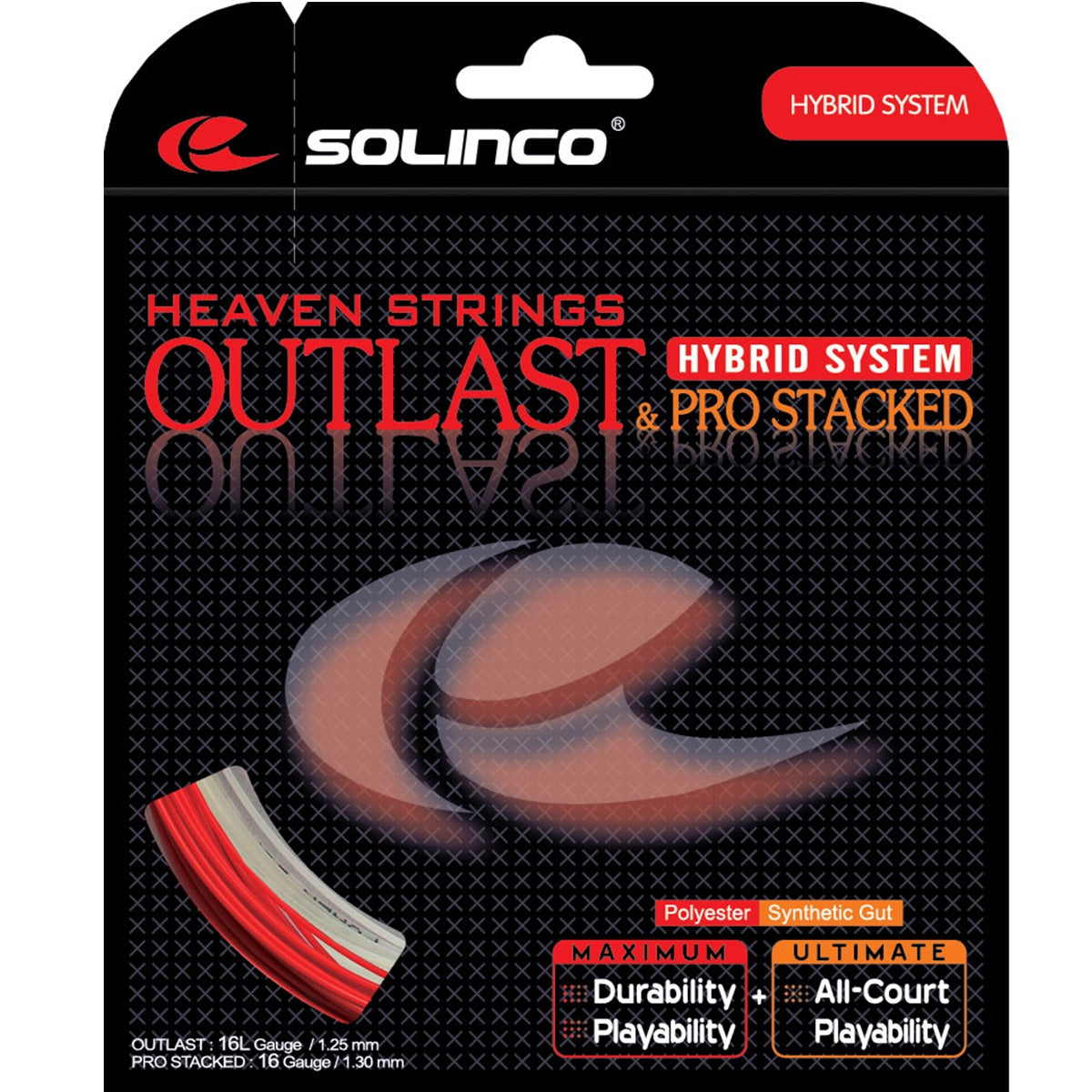 SHOPS-16L Solinco Hybrid Outlast 16L/Pro Stacked 16g Tennis String