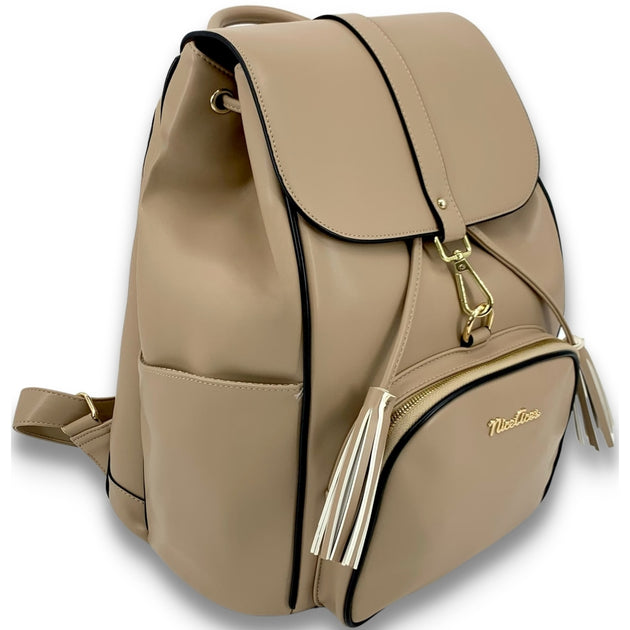 SRBPBGE NiceAces Women's SARA Handmade Vegan Tennis Backpack (Beige)