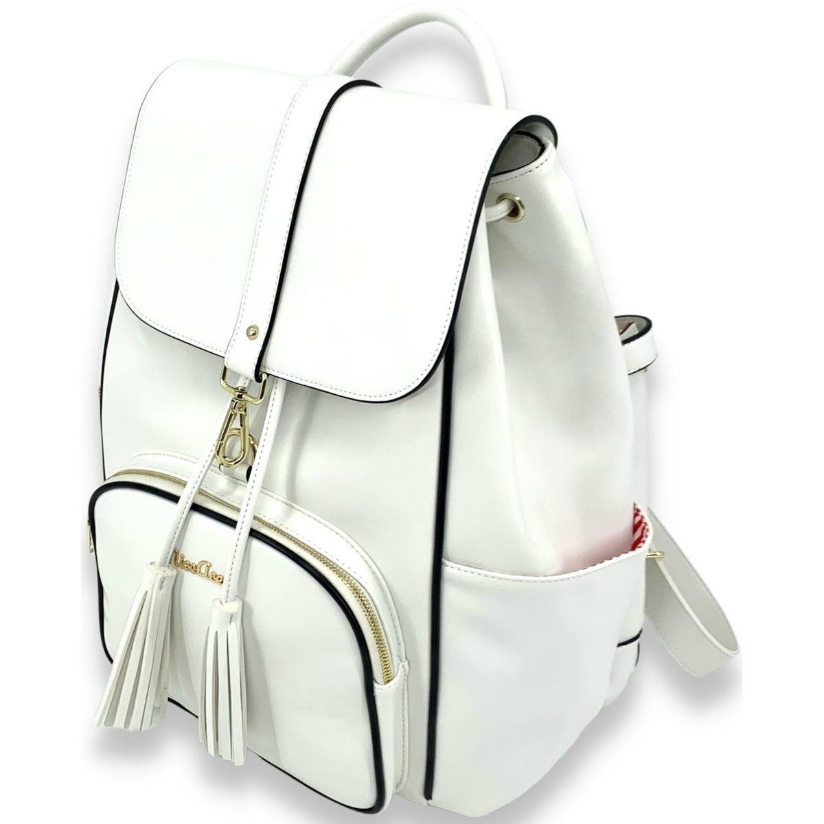 SRBPWHT NiceAces Women's SARA Handmade Vegan Tennis Backpack (White)